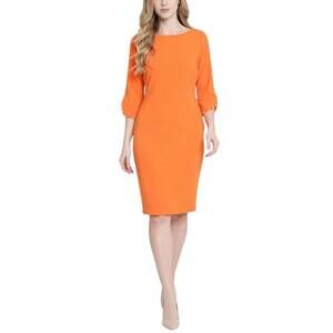 NEW ALLEN KAY sunset pearl dress in orange
